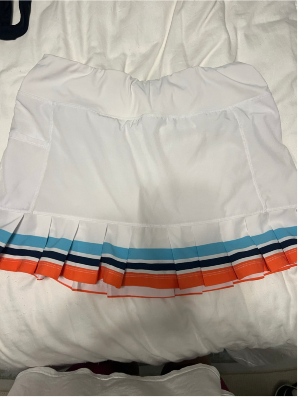 Women's Addison Bay Skort XL White Blue Orange Striped Pleated Athletic